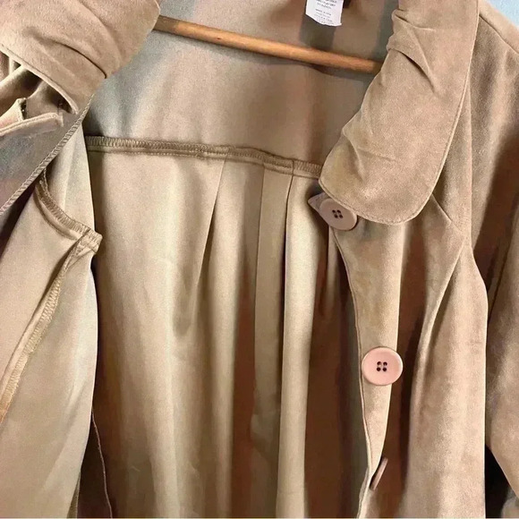 Caribe USA Women's XL Camel Color Blazer/Jacket Velvety Artsy Lined Long Swingy - Picture 5 of 6